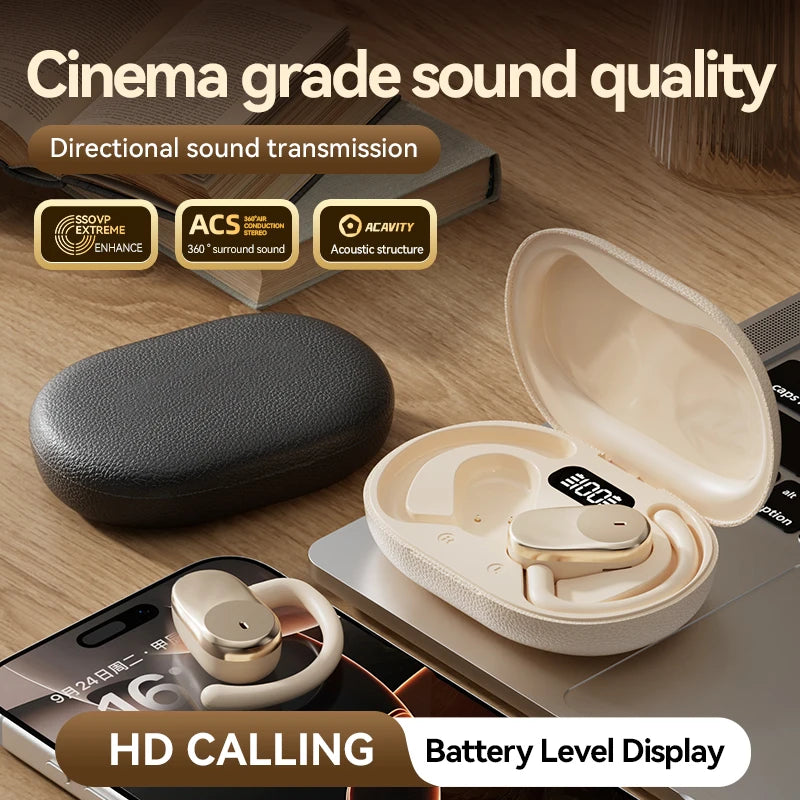 Ear-Hook Wireless Headphones — Digital Display. IPX5 Waterproof. JL Chip. Type-C Fast Charging