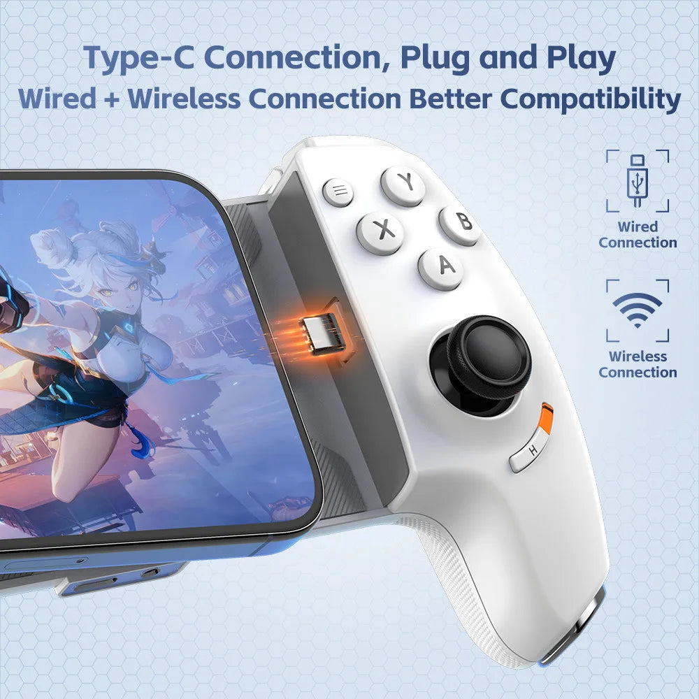 Telescopic Gamepad  Joysticks. Type-C & BT. Compatible with Phone. Android. iOS and Switch