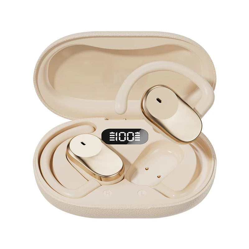Ear-Hook Wireless Headphones — Digital Display. IPX5 Waterproof. JL Chip. Type-C Fast Charging