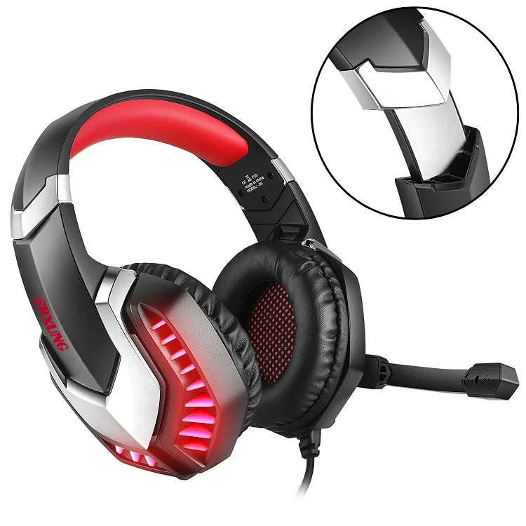 Over-Ear Wired RGB Gaming Headset with LED Lights for PC